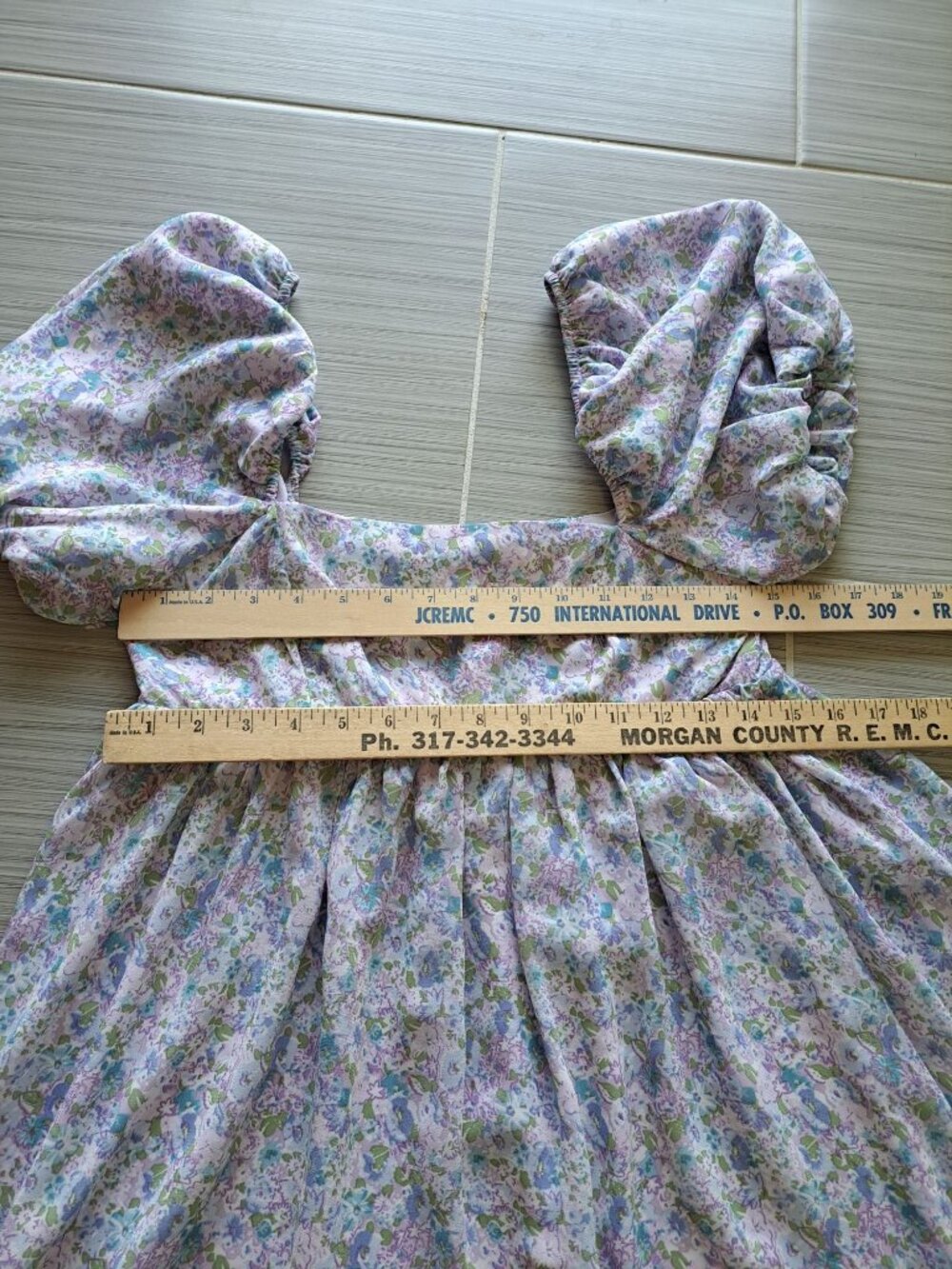 Storia Floral Puff Short Sleeve Midi-mini Dress Smocked Square Neck Small - Picture 13 of 15